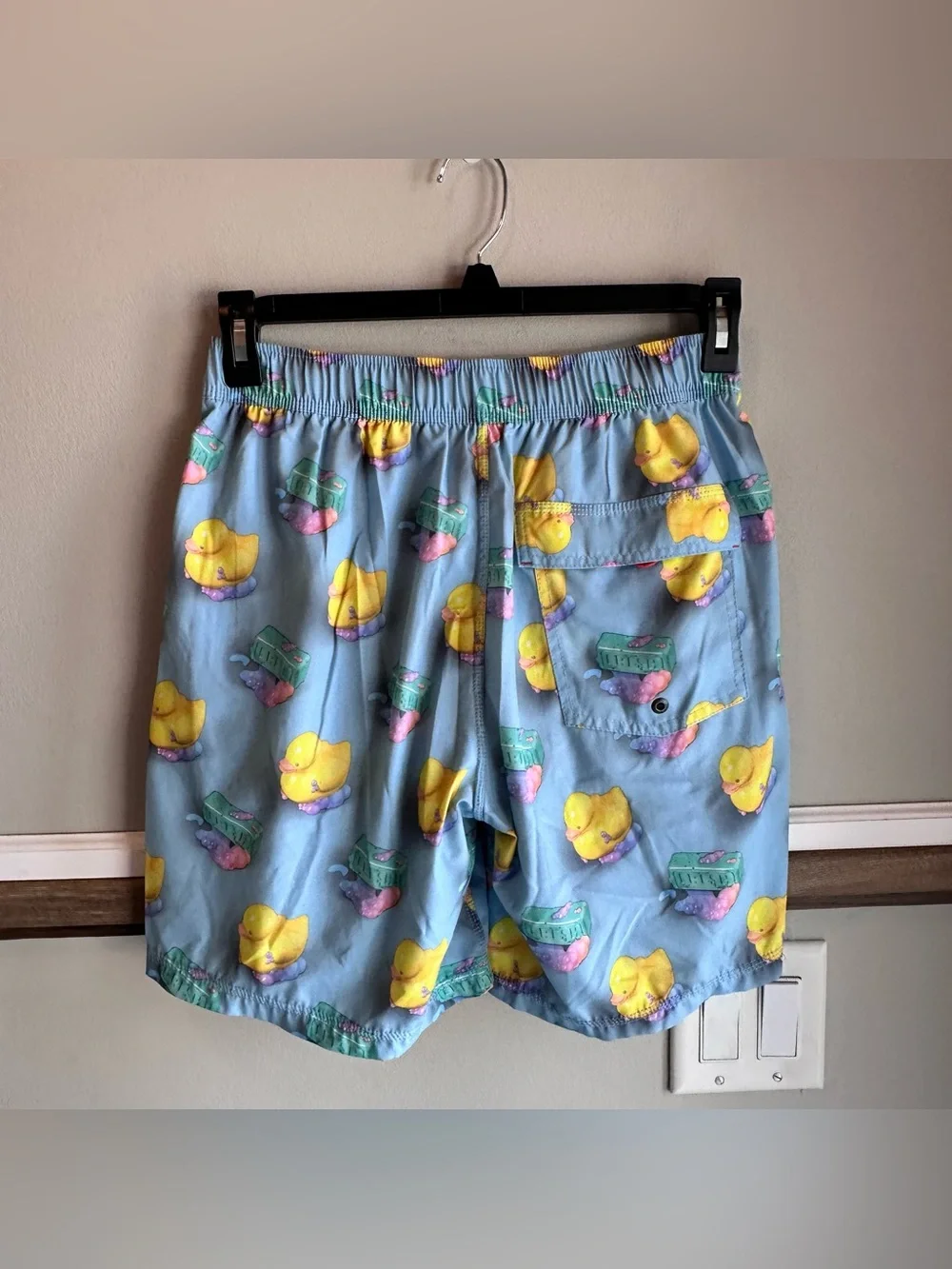 SAXX Lined Blue Swim Shorts Duck Print